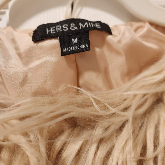 Beige Shaggy Faux Fur Coat - Picture 2 of 2